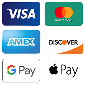 We accept Visa MasterCard American Express Discover Google Pay and Apple Pay