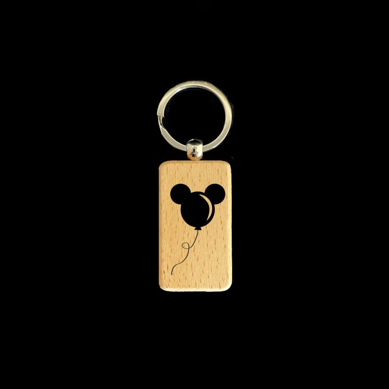 Mickey Balloon Rectangular Wooden Keychain