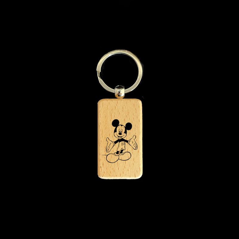 Mickey Rectangular Wooden Keychain