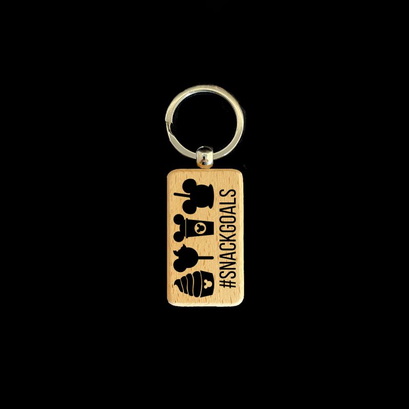 Snack Goals Rectangular Wooden Keychain