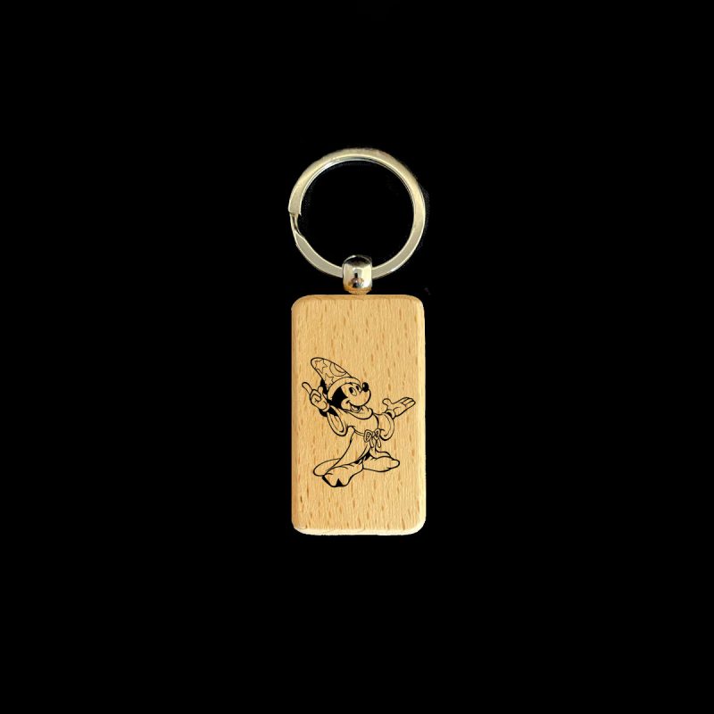 Sorcerer Mickey Rectangular Wooden Keychain