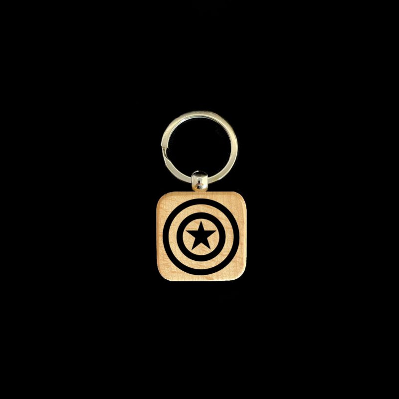 Captain America Square Wooden Keychain