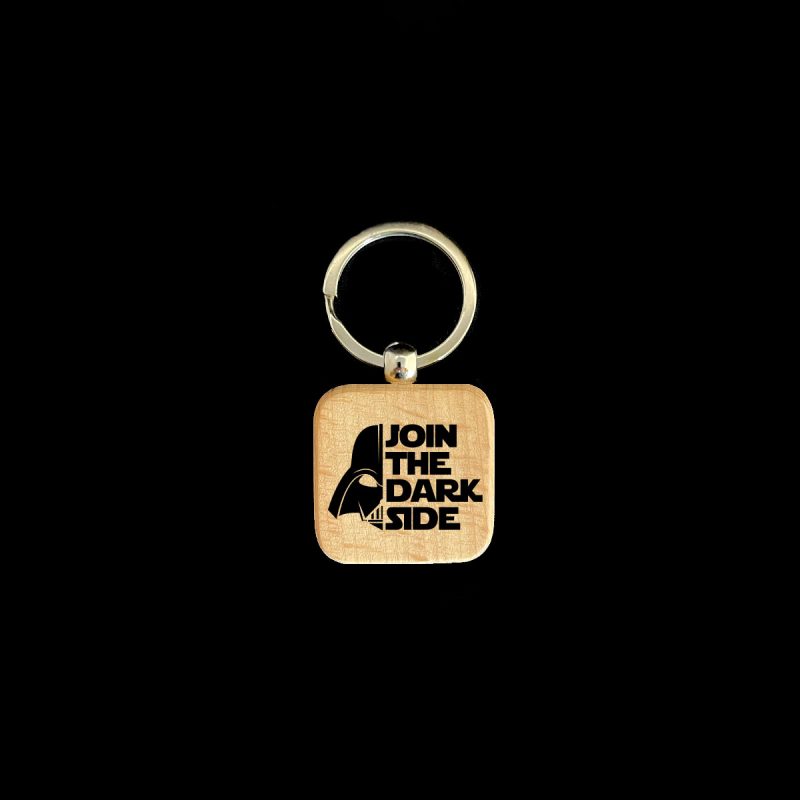 Dark Side Square Wooden Keychain