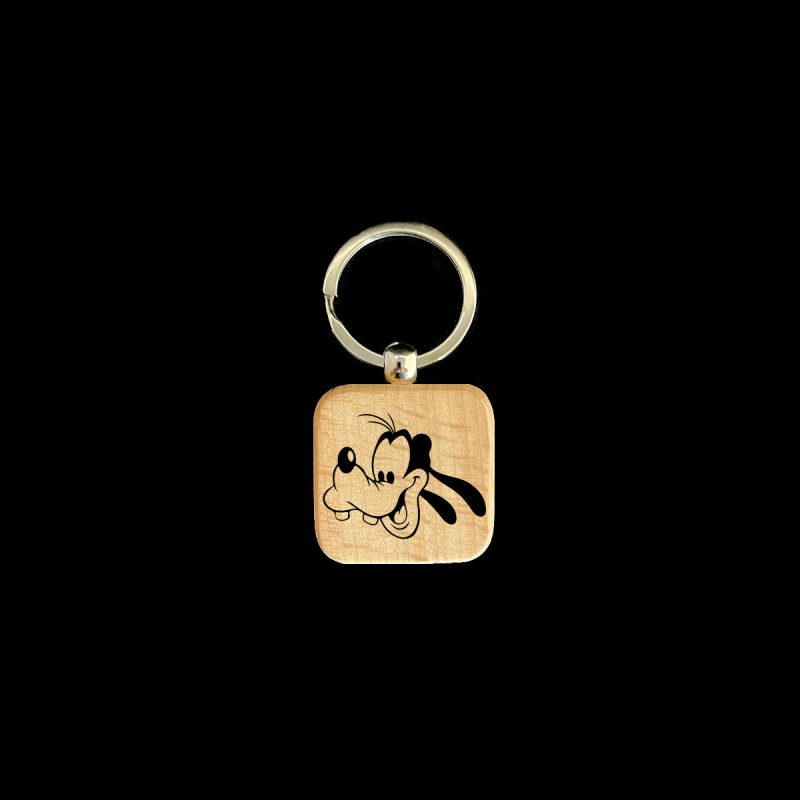 Goofy Square Wooden Keychain