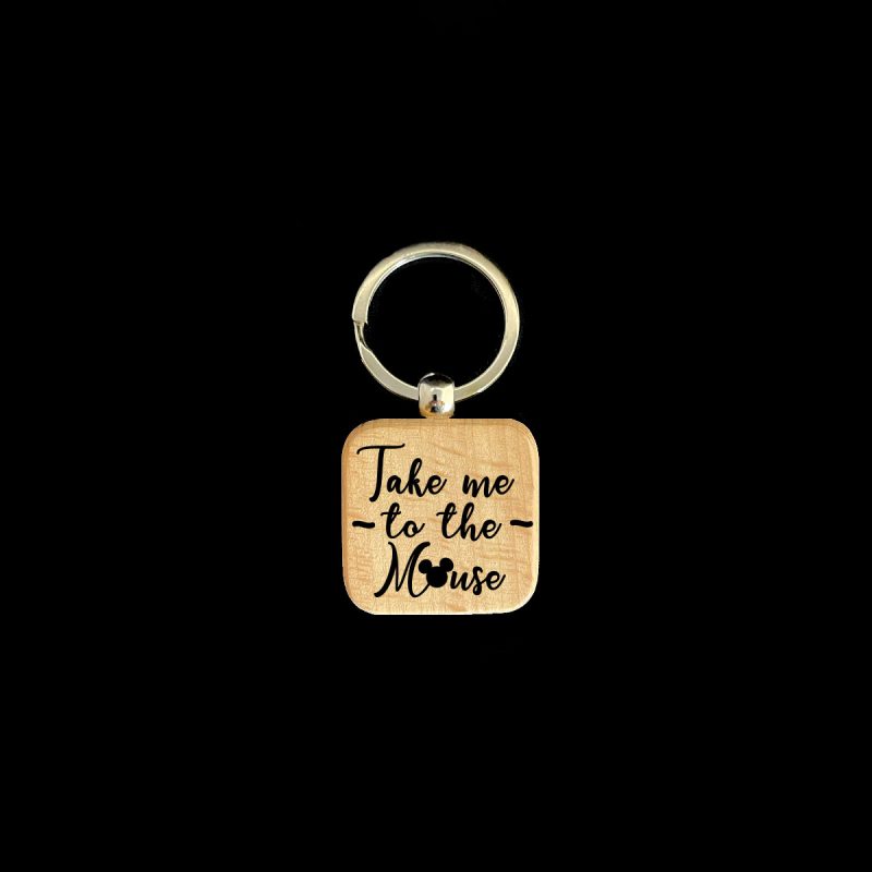 Take me to the Mouse Square Wooden Keychain