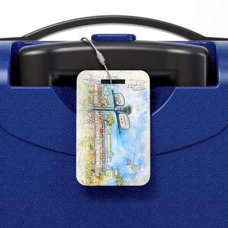 caribbean-beach-luggage-tag-on-suitcase caribbean-beach-luggage-tag-on-suitcase