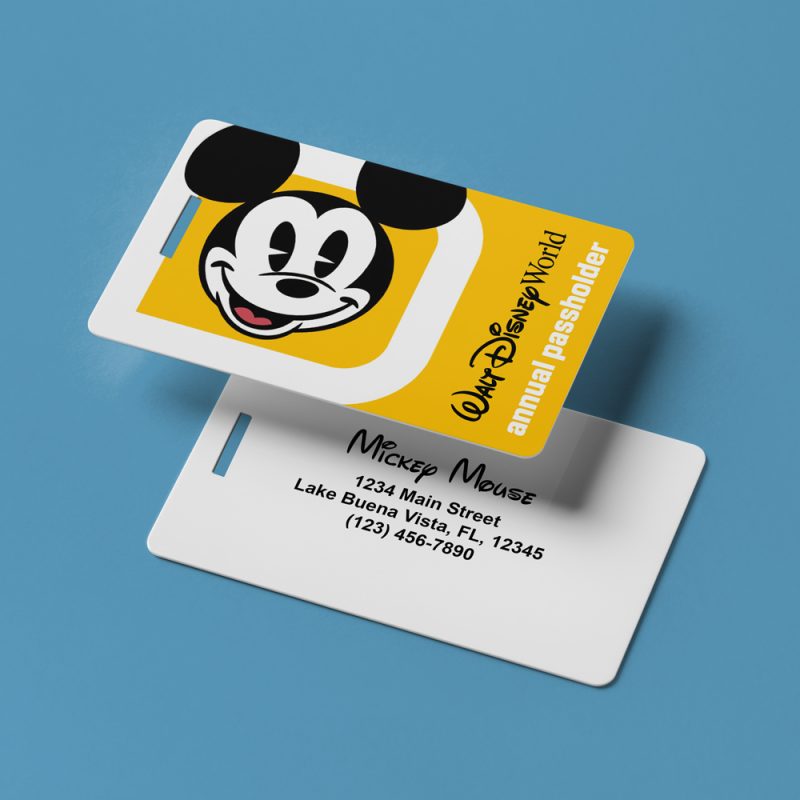 image of WDW annual passholder luggage tag and customized reverse side